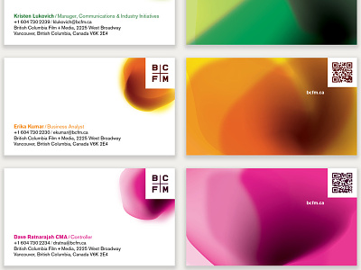 BCFM business cards bcfm business cards colours film media organic qr smashlab