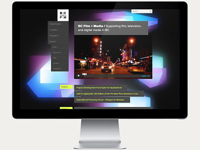 BCFM homepage background bcfm blocks design film media navigation smashlab web design website