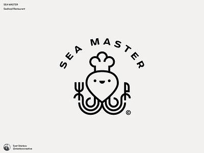 Sea Master Logo brand design brand identity branding flat flat illustration food foodlogo icon illustration logo logos logotype octopus octopus logo restaurant restaurant branding