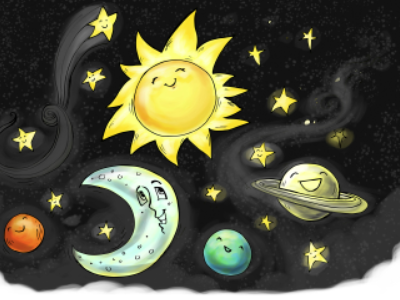 Big Star childrensbooks cute happy illustration kids moon photoshop planets star sun