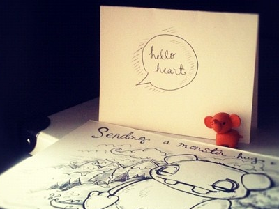 Greeting Cards aw childrens company doodles dream greeting card heart illustration love monsters woo yay