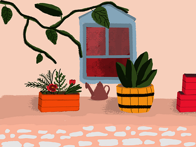 Out of the window artwork behance digitalart dribbble graphicdesign home illustration illustration art photoshop plants spring visual art