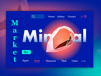 Homepage for mineral shop abstact art coral design graphic art graphic design illustration mineral shop typography ui ux uidesign ux vector web webdesig webdesigner website website banner website concept