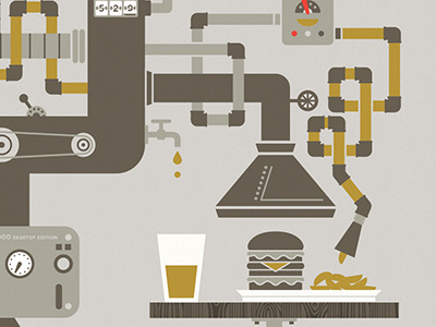 Halifax burger machine burger illustration machine