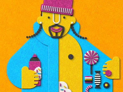 playing with felt in photoshop 2 character felt hip hop illustration