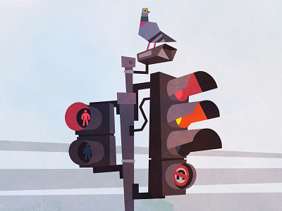 Traffic lights art cctv city concept art illustration london low poly pigeon urban vector vector art vector artwork