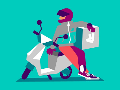 Rider character city concept art illustration london low poly lowpoly moped style frame styleframe styleframes urban vector