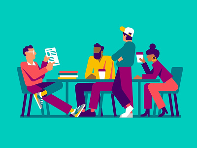 Meeting character colleagues concept art illustration low poly meeting office style frame styleframe vector