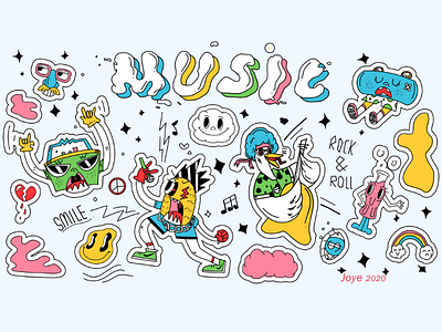 Doodle illustration about music