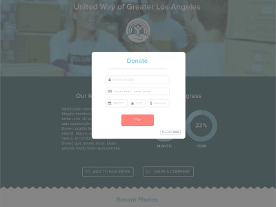 Donate Modal for Charity Bridge charity modal ui website