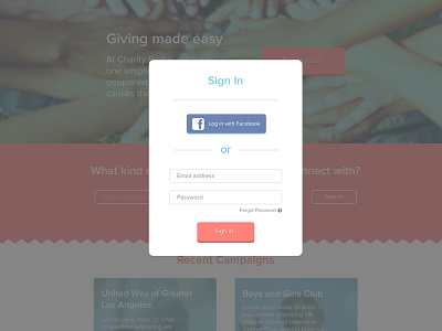 Sign In Modal charity modal sign in ui website