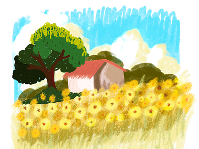 Flower field - illustration