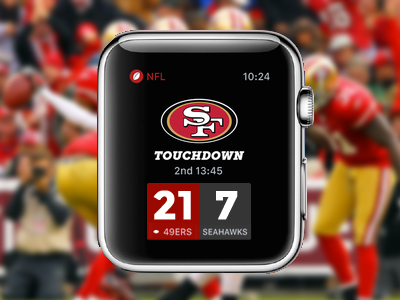 Rebound: Apple Watch NFL Game Tracker Concept 49ers apple dashboard design digital telepathy football innovation mobile rebound ui ux watch
