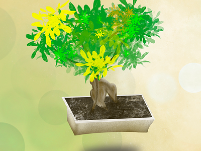 Bonsai illustration - ProcreateApp art bonsai bonsai tree flower flower illustration flower pot flowers illustration bonsai procreate app procreate illustration procreateapp