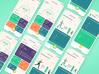 Fitness app with calculation of muscle activity app charts figma fitness fitness app ios mobile mobile app ui ux vector