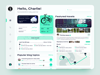 Electro bike - SaaS app bike dashboard design digital e bike electro bike figma rides saas travel trip ui uiux ux web app