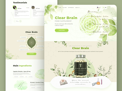 Website design: Bio supplement bio biohack biohacking brain design digital figma green natural power seed of life supplement ui uiux website