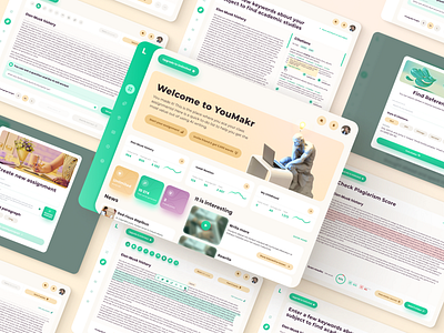 UI & UX redesign: Youmakr - service for AI text writing ai ai essay ai writing app dashboard design digital essay figma green students ui uiux ux web app web writing writing