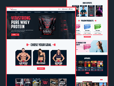 Website redesign: Vitastrong - sport and supplements body bodybuilding design digital figma fit health nutrition sport sport food strong supplement ui uiux ux vitamin
