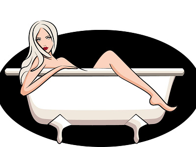 Woman in bath character flat illustration vector