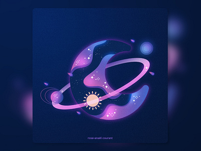 Puprle Moon crescent design galaxy gradient icon illustration illustrator minimal purple universe vector