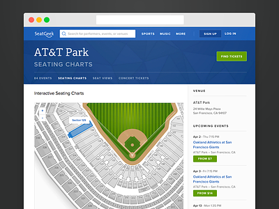 New Seating Chart UI interactive seatgeek sports ui web