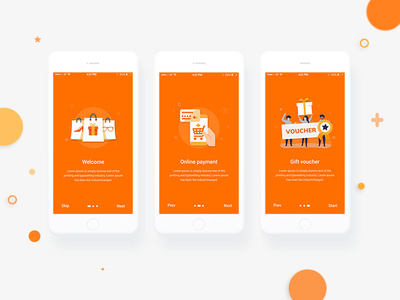 Onboarding Screens app branding design e commerce icon illustration ui ux