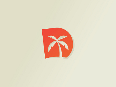 D for Dream Vacation d logo palm sunset