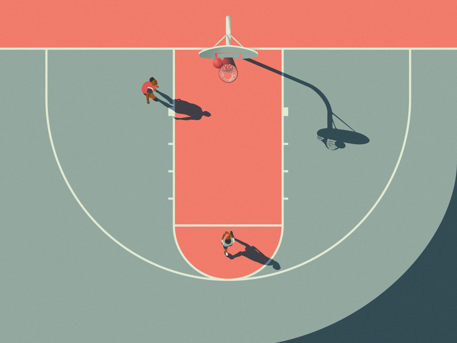 Basketball Vibes ball basket basketball illustraion illustration illustrator minimal noise noise shadow pallete pastel practise smooth solid summer top view training valley vector