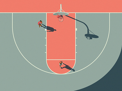 Basketball Vibes ball basket basketball illustraion illustration illustrator minimal noise noise shadow pallete pastel practise smooth solid summer top view training valley vector