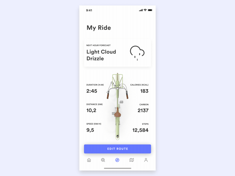Bike Sharing App Animation – Renting and Data Dashboard bicycle bike circle dashboard data ios12 iphone x iphonex renting ride sharing
