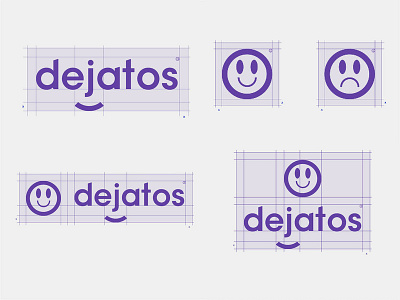 Dejatos logo grid branding design designer grid grid design icon logo logo deisgn logo design branding minimal purple purple logo sad sad face simple design smile smiley face typography vector