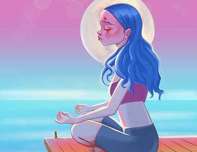 meditation girl illustration meditation