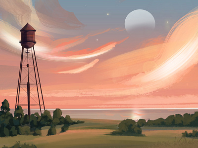 Sunset background environment for the game game illustration moon sunset ui