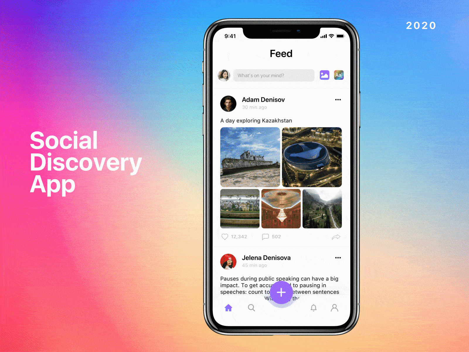Social discovery app | Social media animation app animation application facebook feed instagram navigation bar photos post social app social discovery social media ui ux vk