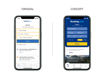 Booking App main screen redesign