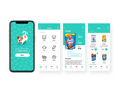 Pet Food Store App app design app ui cats dogs food store app pet app pet shop pet store shop app store design ui ux design ui design