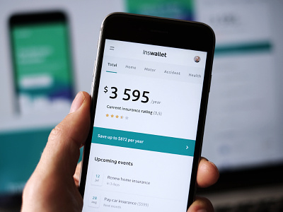 Inswallet app dashboard finance fintech insurance minimal mobile ui ux web