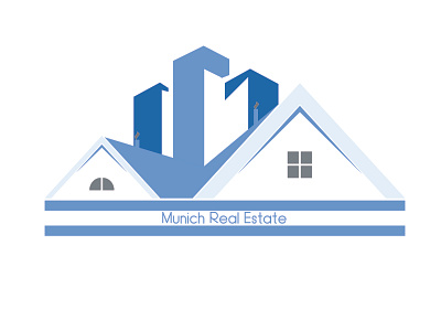 Munich real estate branding design flat icon identity illustration lettering logo minimal type vector