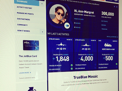 JetBlue TrueBlue activity airline art dashboard design direction history jetblue loyalty points trueblue