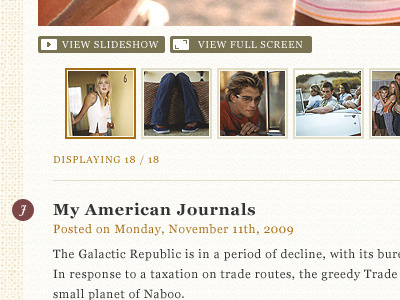 My American Journals blog design expanded media ui view