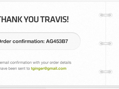 Thank You Travis binder confirmation notebook order paper receipt spiral thank you