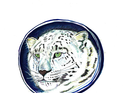 Snow Leopard Painting design hand made illustration