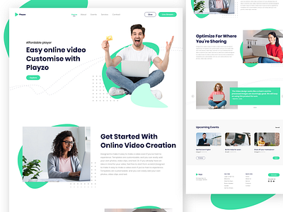 💻 Online video landing page concept behance class clean color design dribbble good green inspiration landing page laptop meeting minimal nice online player project ui video webdesign
