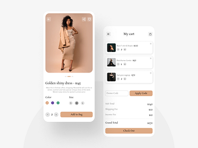 🛍Fashion Shop App #02 application apply branding clean code creative design fashion app design graphic design ios minimal module my cart page project screen total typography ui