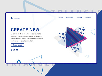 landing page design blue blue and white branding clean creative creative design design homepage illustration landing page minimal triangle typography ui unique design ux vector web