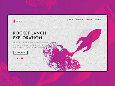 rocket launch landing page clean creative dark pink design explore gradient homepage illustration landing page minimal pink rocket rocket launch typography ui ux vector web