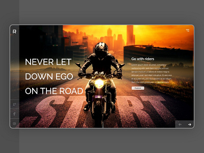 Riding Landing page concept awesome best bike clean creative dribbble home homepage homepage design landing page minimal riders riding road travel typography ui ux vechile