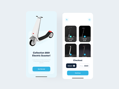 Electric Scooter App 3d app app ui branding figma figma app graphic design scooter app simple design ui