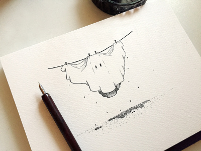 Hang in there! artwork cartoon comic design dip pen drawing ghost halloween illustration ink inked